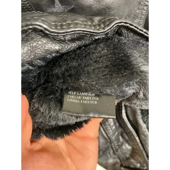 Samantha Sipos Seeing Stars black leather fur collar moto jacket XS Biker Glam - Picture 4 of 6